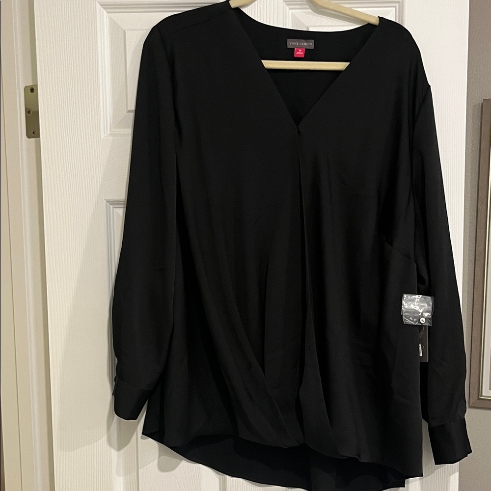 Vince Camuto Black V-Neck Blouse